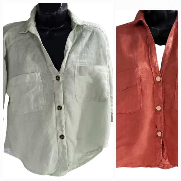 Zara Tops - Bundle of womens Zara linen button down shirts size M